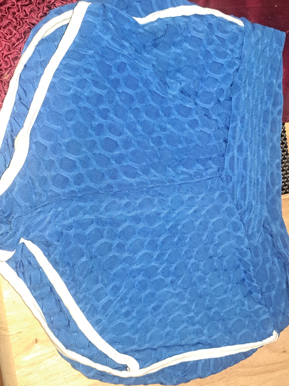 Blue Textured Shorts Makes Butt Look Round Sz Med
